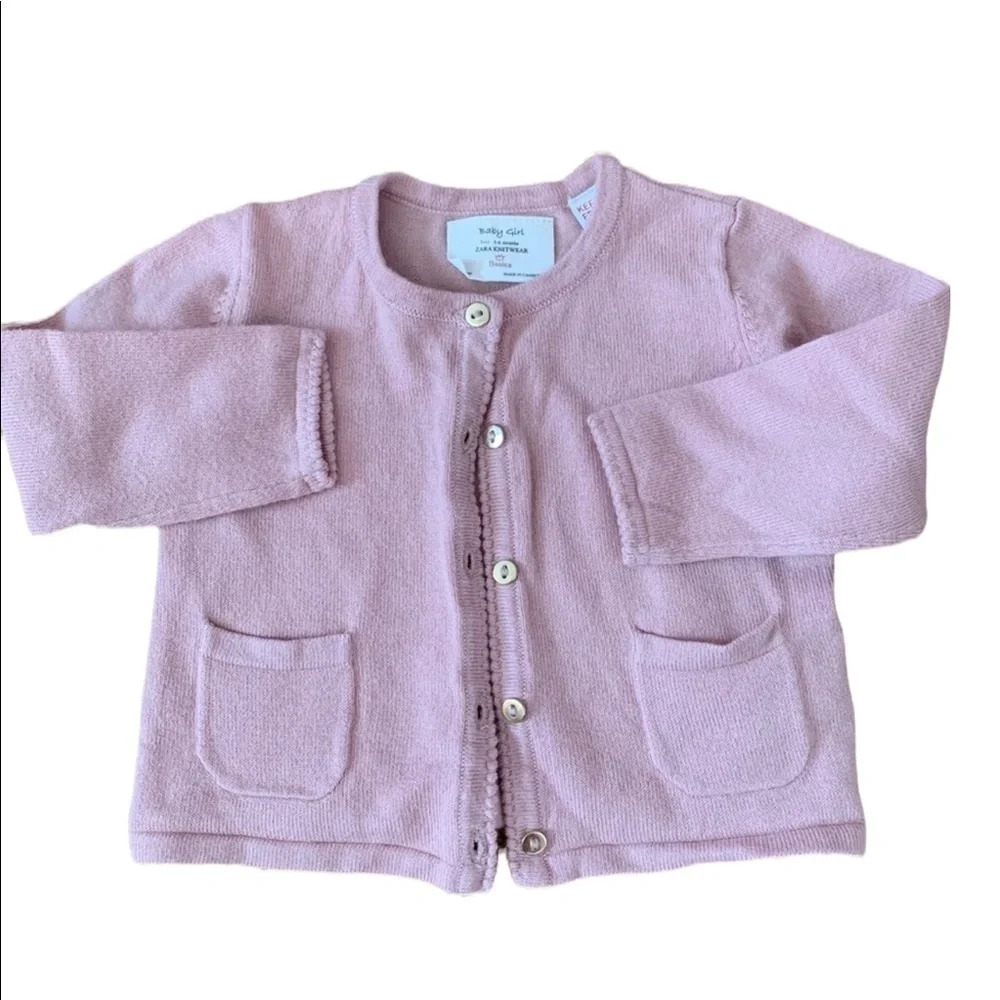 Zara Kids Baby girl cardigan sweater knitwear-Size 3-6 months- Color pink